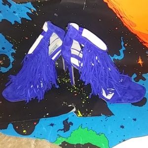 Blue Suede Steve Madden Moccasin Heels